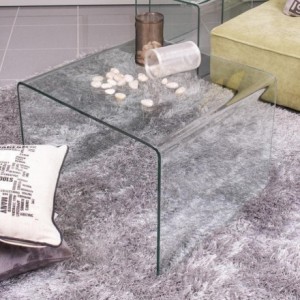Mesa auxiliar de rincón BURANO de cristal curvado y templado