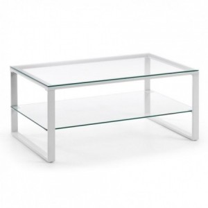 Mesa de centro SIVAN tapa y revistero de cristal y estructura de metal