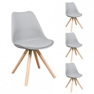 Pack de 4 sillas de comedor RALF ANDY asiento de polipropileno y patas de madera