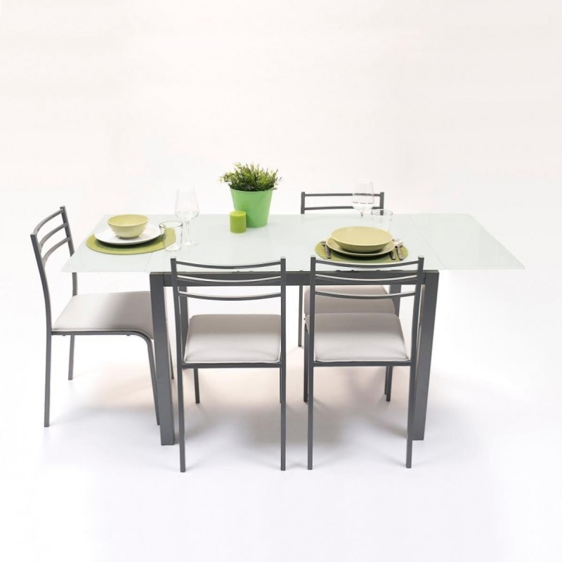 Conjunto de mesa de cocina extensible con 4 sillas PARIS