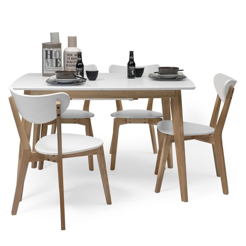 Retrato futuro comunidad Conjunto de comedor de diseño nórdico MELAKA mesa extensible y 4 silla
