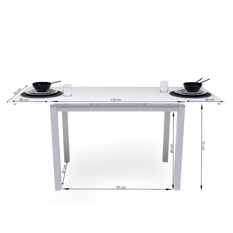 Mesa de cocina extensible blanca