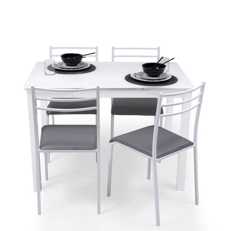 igualdad Prominente Palacio Conjunto de mesa de cocina extensible con 4 sillas PARIS WHITE
