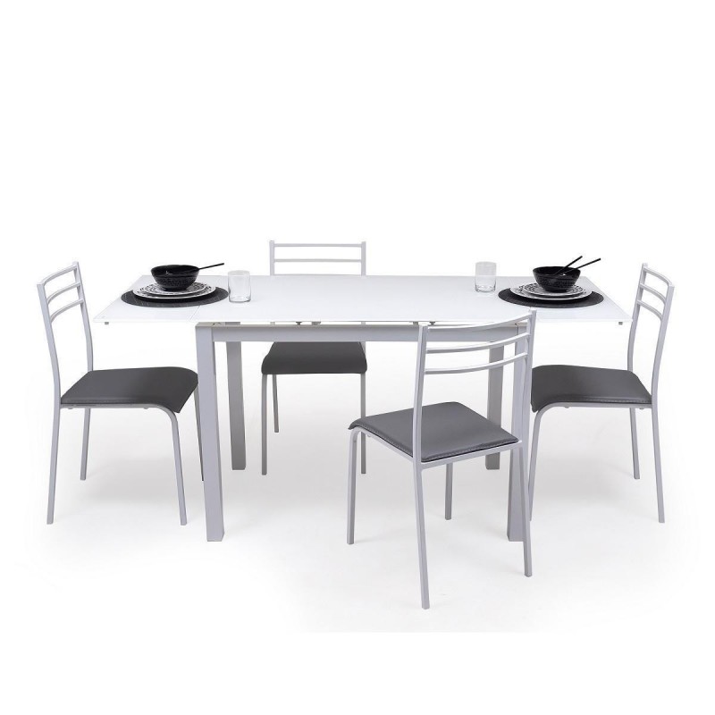 conjunto mesa de y 4 sillas de cocina de cristal