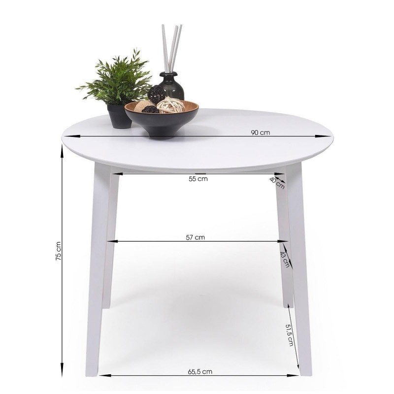 Conjunto de comedor DALLAS WHITE mesa de comedor redonda extensible y