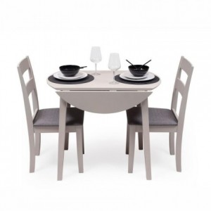 Conjunto de comedor DALLAS GREY mesa de comedor redonda extensible y 2 sillas de comedor