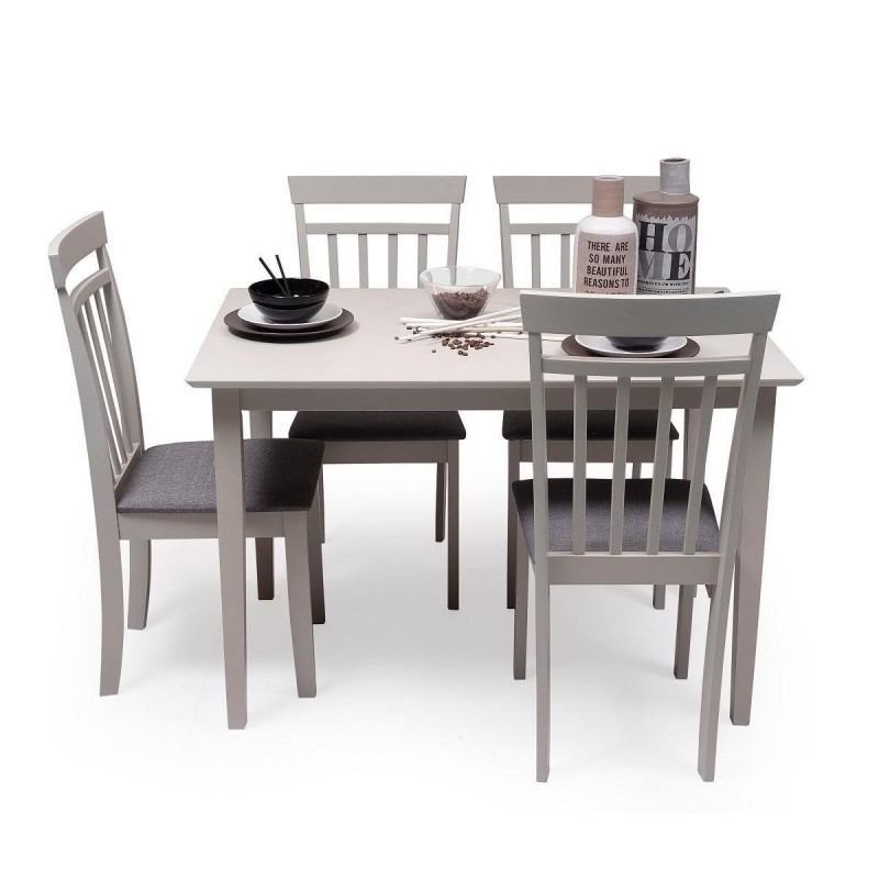 ® mesa de comedor con 4 sillas gris 120x70cm mesa de cocina comedor mesa MDF en. casa 