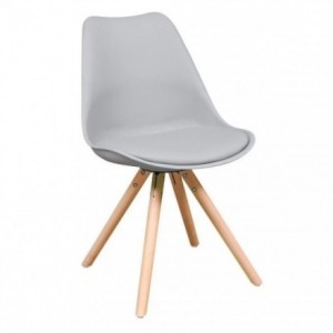 Silla de comedor RALF asiento de polipropileno y patas de madera