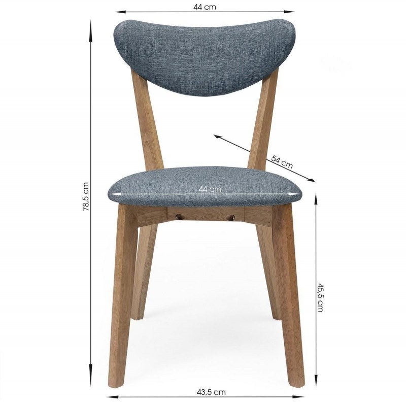 Silla de comedor MELAKA tapizada en tela y patas de madera de roble