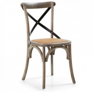 Silla inspiración Thonet ALSIE madera de olmo marrón y metal negro