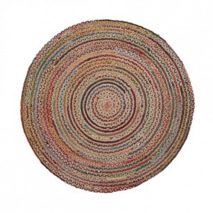 Alfombra redonda SAHT yute natural y algodón multicolor de 100 cm