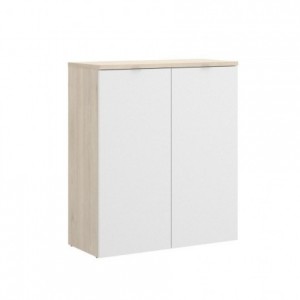 Archivador bajo de dos puertas ROX tablero de partículas melaminizado color blanco brillo/natural 79x40x96 cm