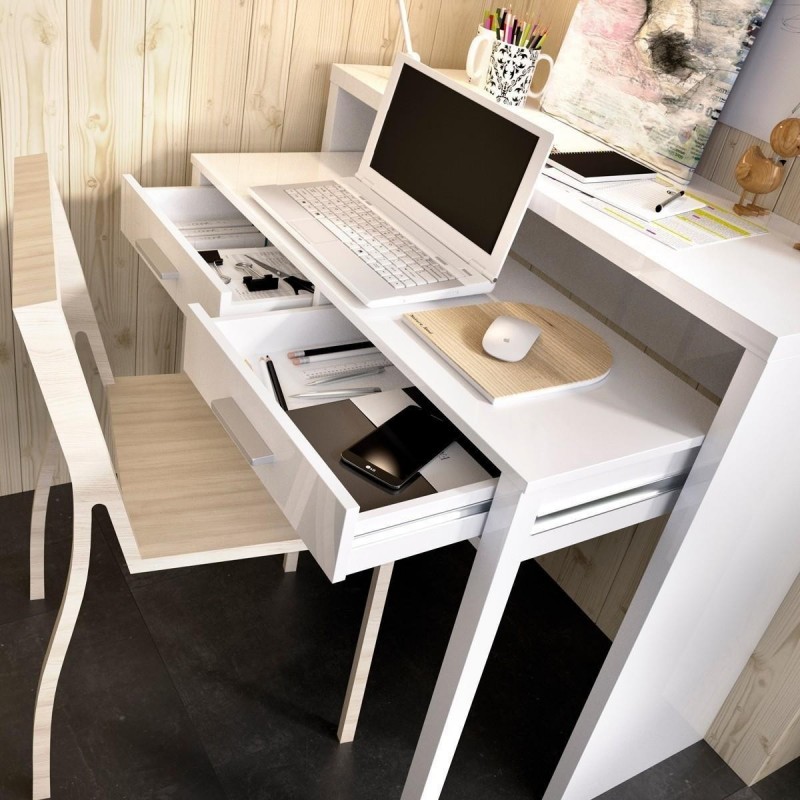 Mesa consola escritorio extensible, mesa para despacho o estudio moderna,  Bureau