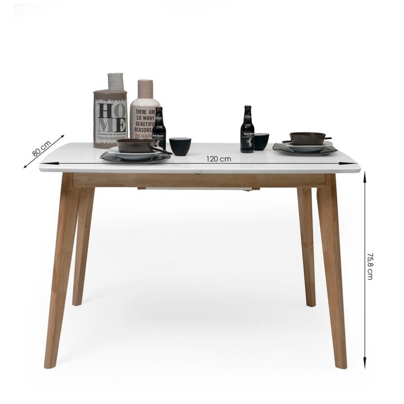 Conjunto de comedor de diseño nórdico MELAKA mesa extensible y 4 silla