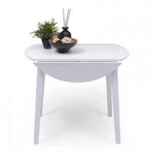 Mesa de comedor o cocina extensible redonda DALLAS color blanco