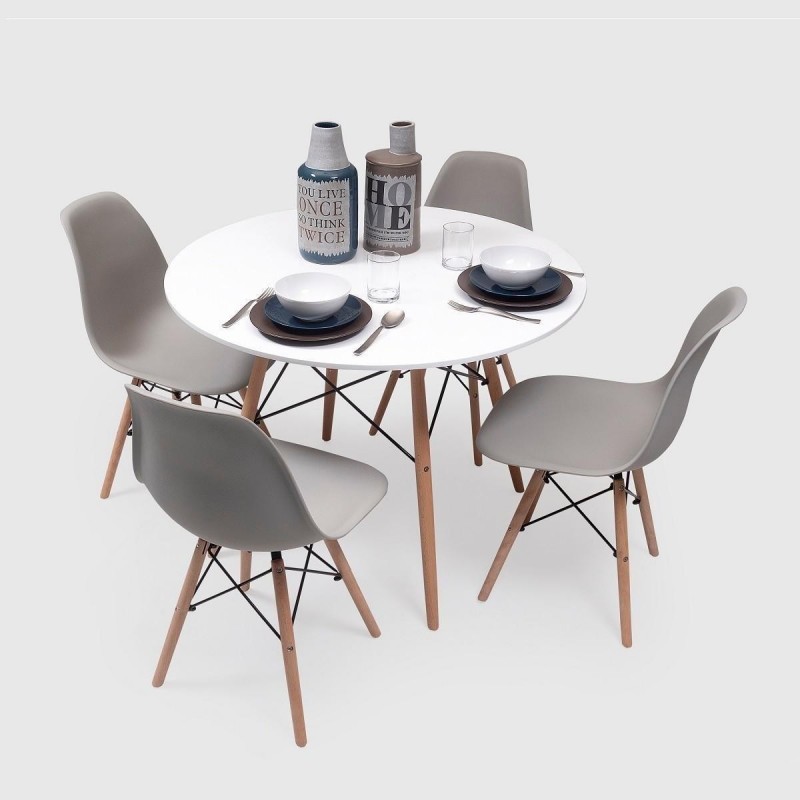 Conjunto de comedor TOWER 100 DAY mesa redonda lacada de 100 cm y 4 sillas  DAY - Centro Mueble Online