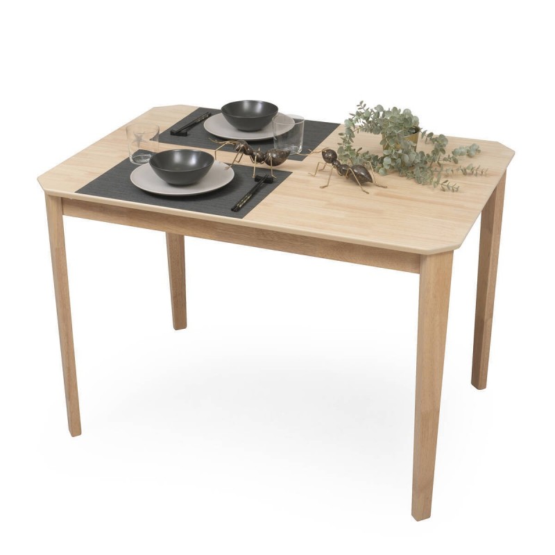 H.J WeDoo Mesa de comedor y cocina, rectangular, de madera de haya, para 4  sillas, con patas de madera, tablero MDF, blanca, 110 x 70 x 75 cm (solo la  mesa) 