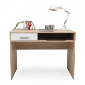 Mesa escritorio con estantería DUO color blanco artik y roble nodi - Kiona  Decoración