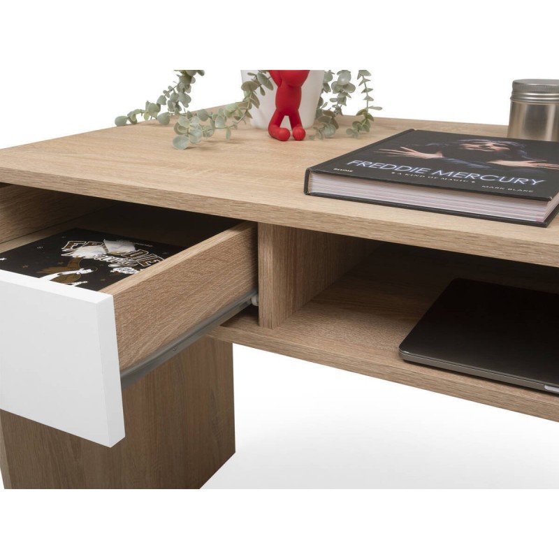 Mesa escritorio juvenil KRIPTON tablero de partículas melaminizado color  blanco mate 80x40x75,5 cm - Kiona Decoración