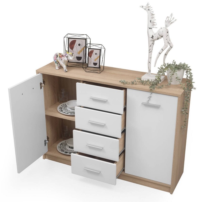 Mueble aparador de comedor KENTO color cambrián y blanco 118,5x34x84 cm -  Kiona Decoración