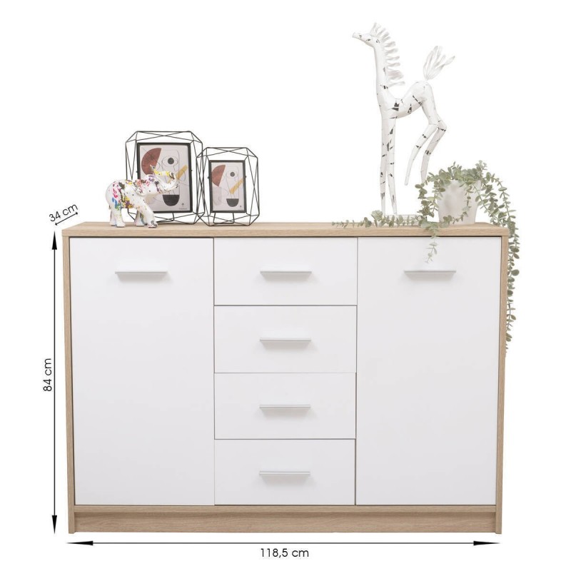 Mueble aparador de comedor KENTO color cambrián y blanco 118,5x34x84 cm -  Kiona Decoración