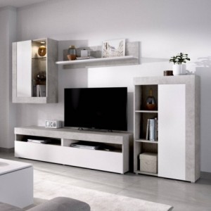 Mueble de salón modular TOKIO color blanco brillo de 265 cm