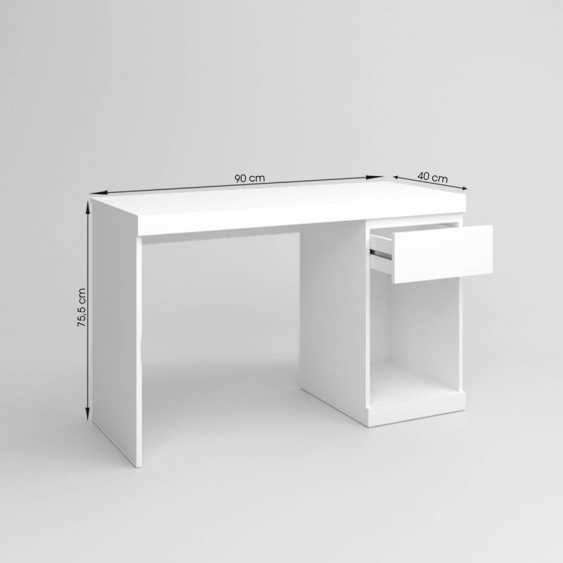 Mesa escritorio BORO tablero de partículas melaminizado color blanco mate  120x50x75,5 cm - Kiona Decoración