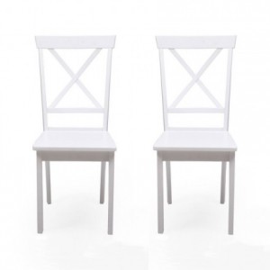 Pack de 2 sillas de comedor o cocina LUCKY madera lacada en color blanco mate