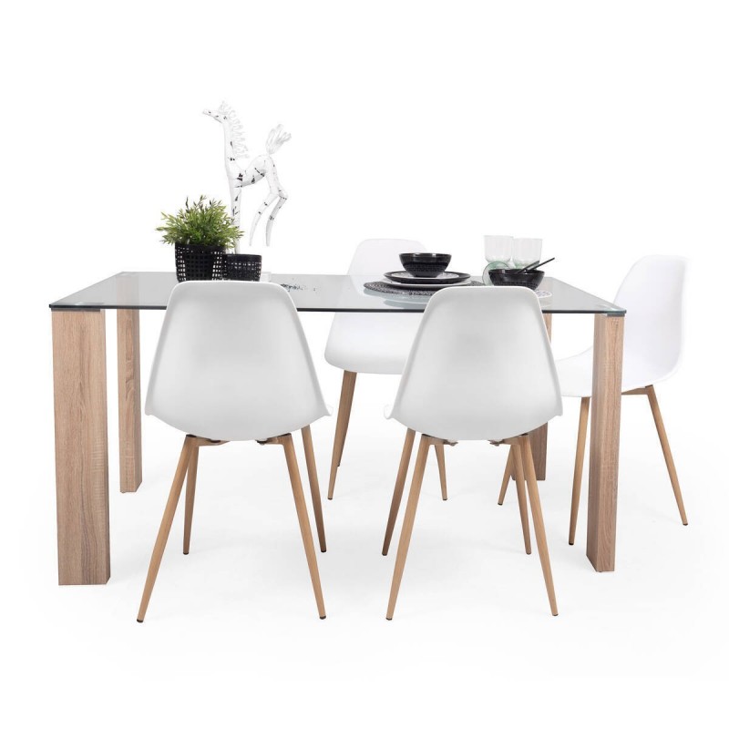 MESA DE COMEDOR CROMO/CRISTAL RO955M