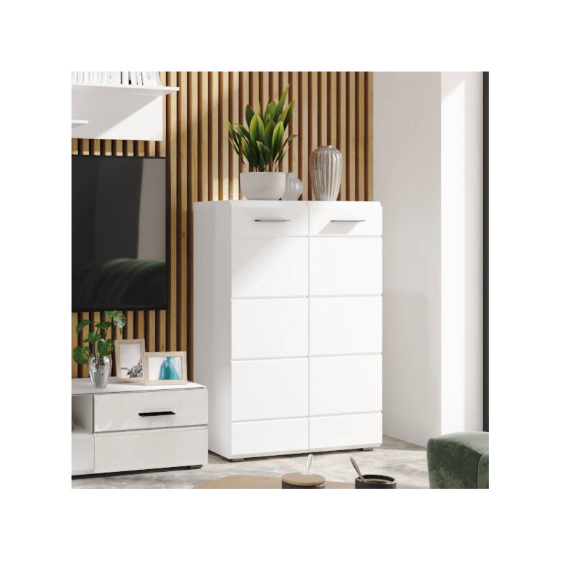 Homely - Mueble de salón modular ÁRTICO, conjunto de 5 muebles tv bajo, 2  muebles altos y estantería alta, color blanco brillo, medidas conjunto  285x190x40 cm : : Hogar y cocina