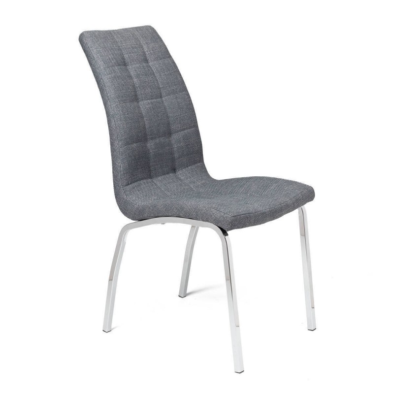 Pack de 4 sillas de comedor ALEX tapizadas en tela patas de metal cromadas  - Kiona Decoración