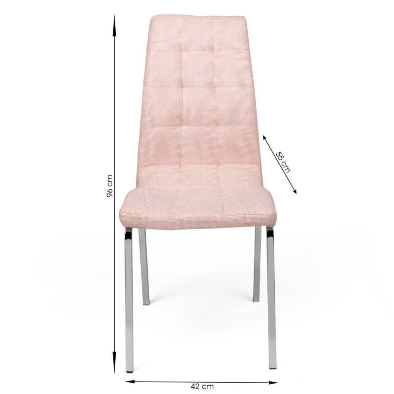 Pack de 4 sillas de comedor ALEX tapizadas en tela patas de metal cromadas  - Tienda de Sillas - Centro Mueble Online