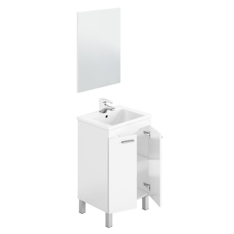 Mueble de baño blanco y mint dos puertas