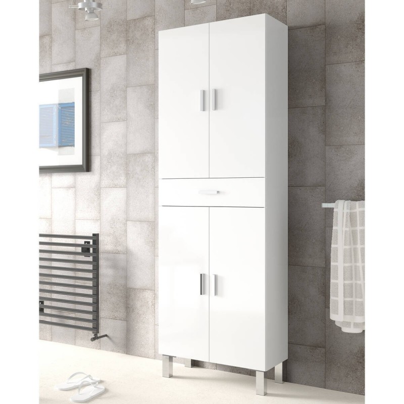 Columna de baño ARUBA con 4 puertas y un cajón color blanco brillo de  60x29x182 cm - Kiona Decoración