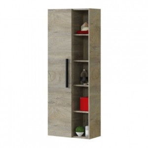 Columna de baño ATENEA para colgar a la pared con 1 puerta y 3 estantes color roble alaska de 51x25x135 cm