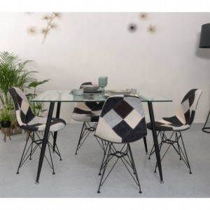 Conjunto de comedor CAIRO BAUHAUS mesa de cristal de 120x80 cm y 4 sillas tapizadas