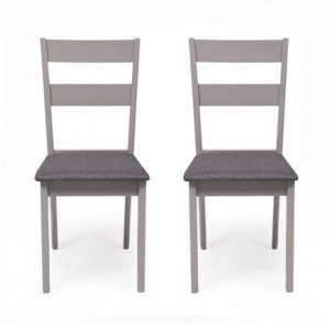 Juego de 2 sillas de comedor o cocina DALLAS estructura madera color gris claro asiento tapizado color gris