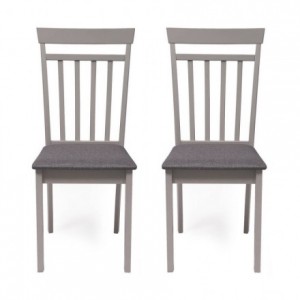 Pack de 2 sillas de comedor o cocina KANSAS madera y MDF color gris claro asiento tapizado color gris