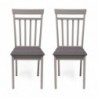 Pack de 2 sillas de comedor o cocina KANSAS madera y MDF color gris claro asiento tapizado color gris