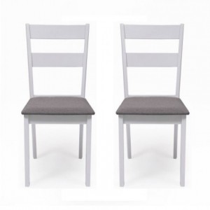 Juego de 2 sillas de comedor o cocina DALLAS estructura madera color blanco asiento tapizado color gris