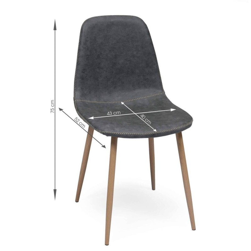 Pack de 4 sillas de comedor CAIRO tapizadas en tela chenilla gris y patas  de metal símil madera - Centro Mueble Online