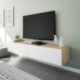 Mueble de TV de diseño moderno de pared KAWAY tablero de partículas melaminizado color blanco artik y roble nodi 180x34,5x28 cm