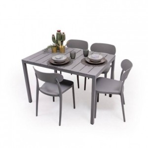 Conjunto de Jardín de Mesa Rectangular AMBAR y 4 Sillas EYRE de Polipropileno