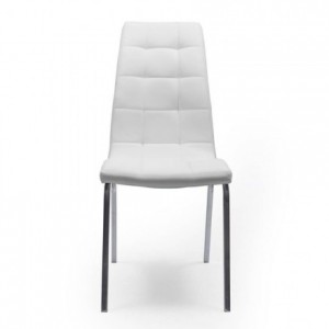 Silla de comedor ALEX tapizada en polipiel y patas de metal cromadas