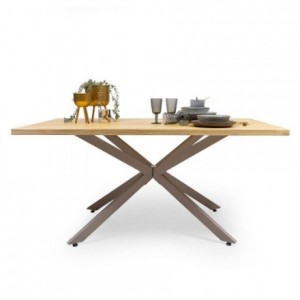 Mesa de Comedor Fija modelo TAMI Madera Maciza y Patas Metálicas de 160 cm