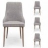 Pack de 4 Sillas Tapizadas QUEEN en Tela Gris claro y Patas Crema