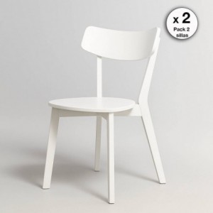 Pack 2 Sillas de comedor blancas estilo nórdico – diseño escandinavo minimalista para comedor / cocina