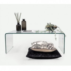 Mesa de centro de cristal curvado de una pieza MURANO de 110x60x38 cm