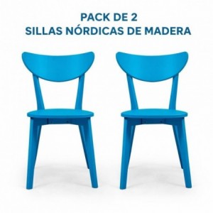 Pack WENDOVER de 2 Sillas de Comedor Nórdicas de Madera – Diseño Escandinavo Minimalista