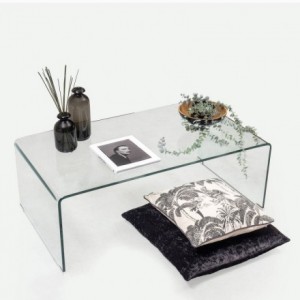 Mesa de centro de cristal curvado de una pieza MURANO de 110x60x38 cm